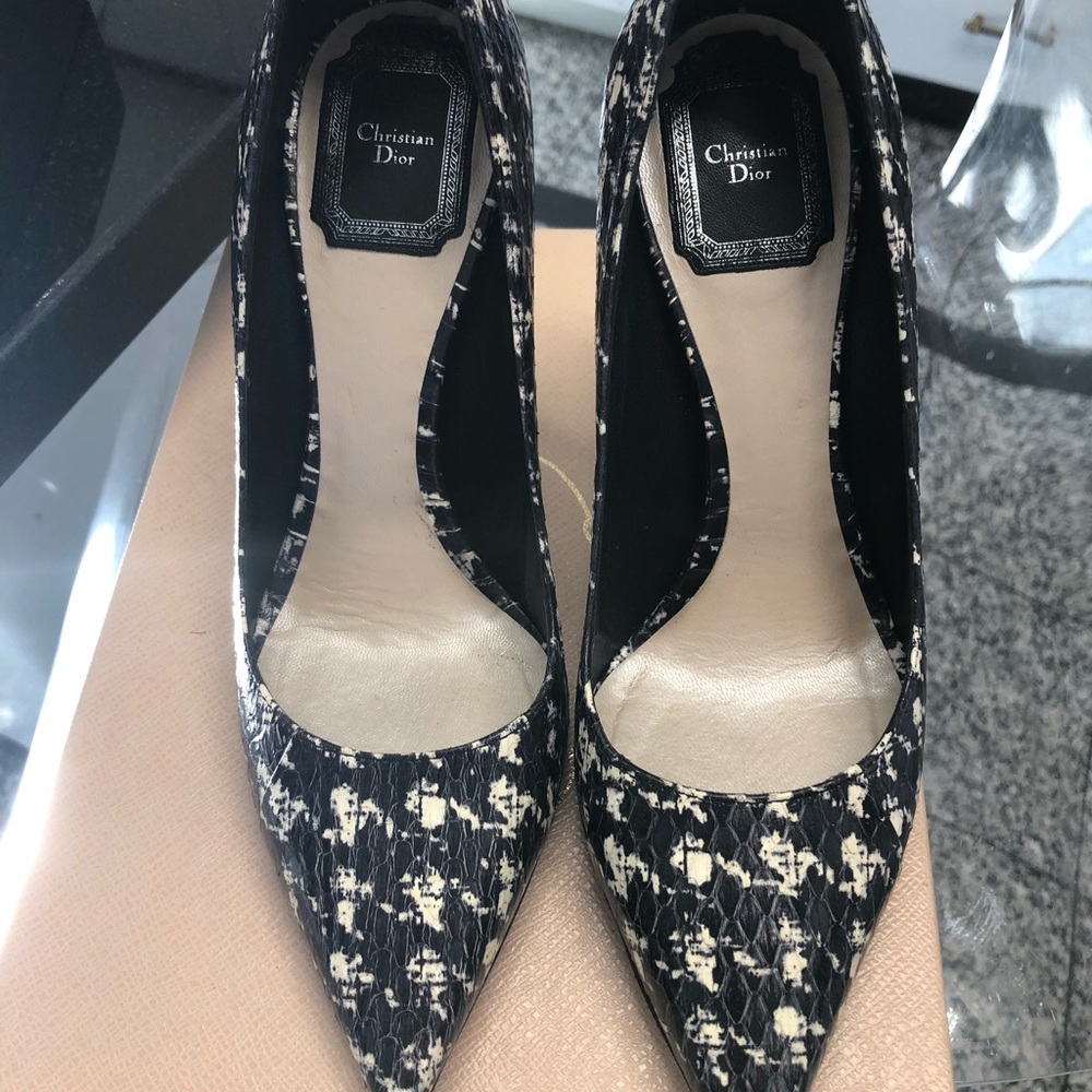Black and white heels